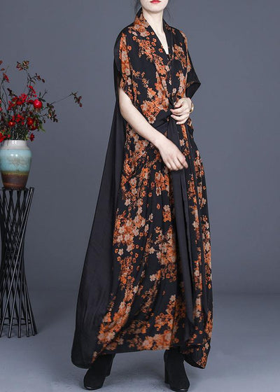 Italian Yellow Floral asymmetrical design Dress Summer - SooLinen