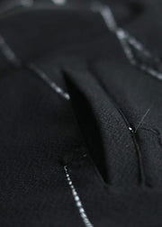 Italian black Fine outwear design hooded zippered coat - SooLinen