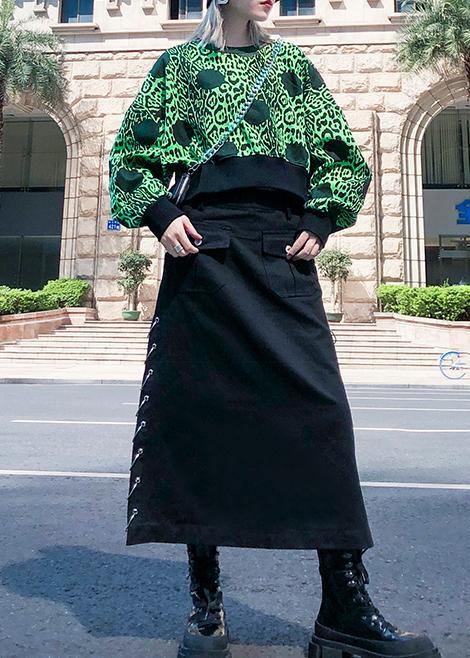Italian black cotton Tunics Button pockets skirt - SooLinen