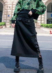 Italian black cotton Tunics Button pockets skirt - SooLinen