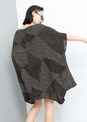 Italian chiffon patchwork color dresses Pakistani Print Pullover Slash Neck Fashion Dress - SooLinen
