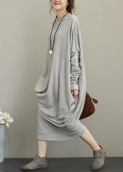 Italian cotton tunics for women Vintage Retro Long Sleeve Irregular Female Dress