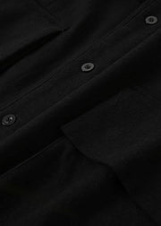 Italian lapel pockets Plus Size clothes For Women black Knee women coats fall - SooLinen
