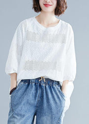 Italian o neck Batwing Sleeve clothes For Women Christmas Gifts white blouse - SooLinen