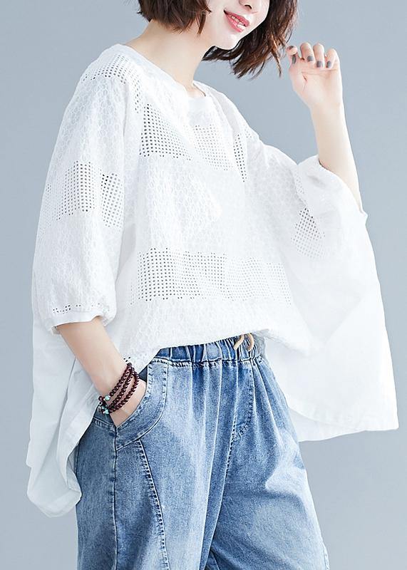 Italian o neck Batwing Sleeve clothes For Women Christmas Gifts white blouse - SooLinen