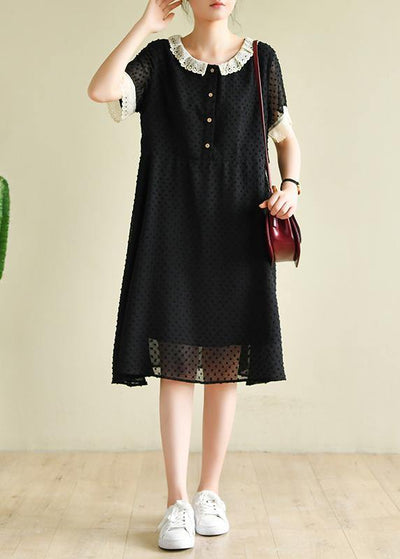 Italian o neck baggy dresses Inspiration black Dresses - SooLinen