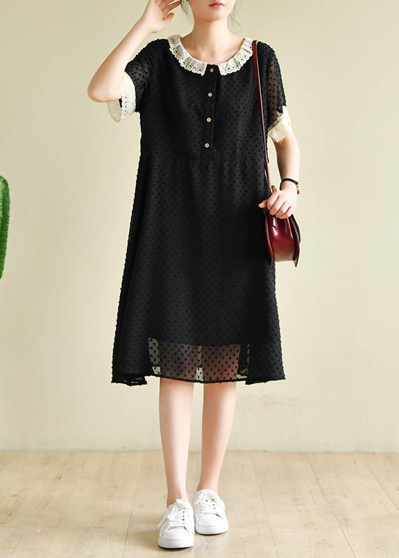 Italian o neck baggy dresses Inspiration black Dresses - SooLinen
