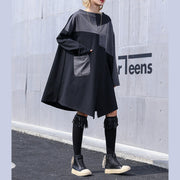 Italian patchwork Cotton quilting clothes Plus Size pattern black Knee Dress