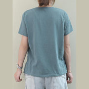 Italian pink cotton clothes For Women o neck asymmetric baggy blouse - SooLinen