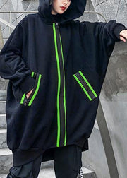 Italian pockets thick cotton clothes Cotton black blouses - SooLinen