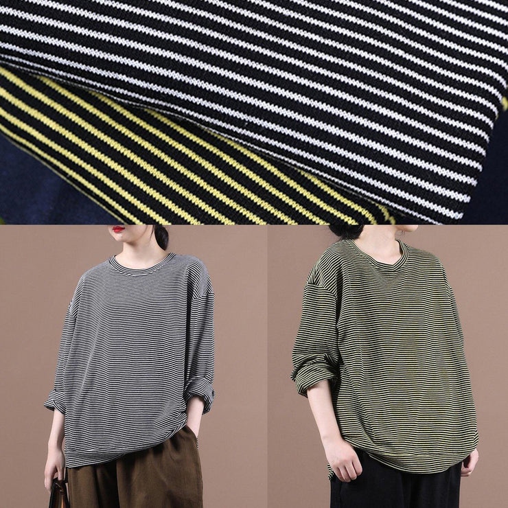 Italian white striped clothes For Women o neck Dresses fall blouses - SooLinen
