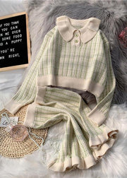 Korean version of short light purple sweater suit loose skirt two-piece suit - SooLinen