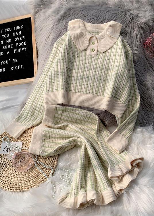 Korean version of short light purple sweater suit loose skirt two-piece suit - SooLinen