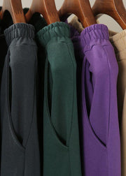 Ladies autumn art black elastic waist pocket casual pants - SooLinen