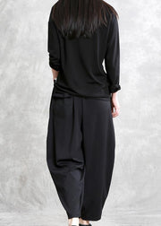 Literary personality wide-leg pants women solid spring loose casual pants - SooLinen