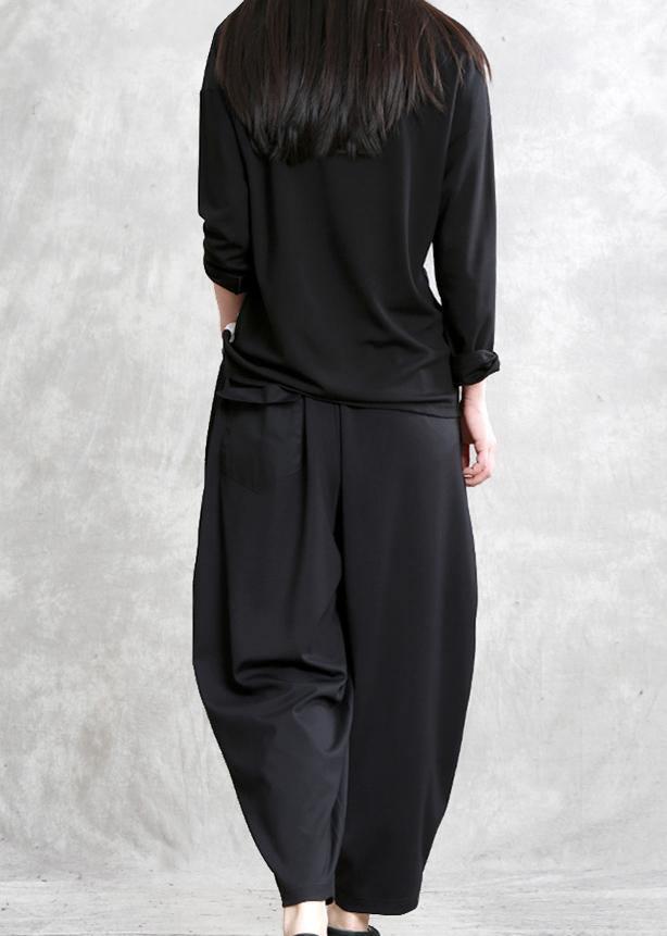 Literary personality wide-leg pants women solid spring loose casual pants - SooLinen