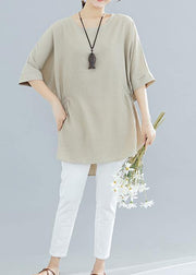 Loose Batwing Sleeve cotton Blouse Inspiration nude shirts summer - SooLinen