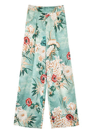 Lose blaue Sommerhose mit Blumendruck