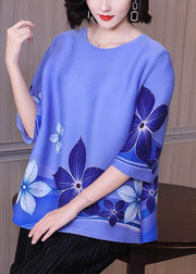 Loose Khaki Print O-Neck Half Sleeve Tops - SooLinen