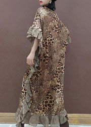 Loose O Neck Ruffles Spring Clothes Women Lnspiration Leopard Dress - SooLinen