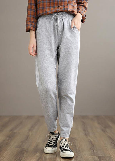 Loose Spring Wild Pants Clothing Light Gray Gifts Elastic Waist Women Pants - SooLinen