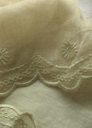 Loose Summer Casual White Embroidery Shape Elastic Waist Pant - SooLinen