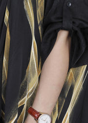 Luxy Black Cross Neck Draping Dress Gown Asymmetric Long Dress - SooLinen