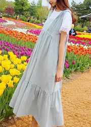 Loose dark gray cotton clothes Ruffles A Line summer Dress - SooLinen