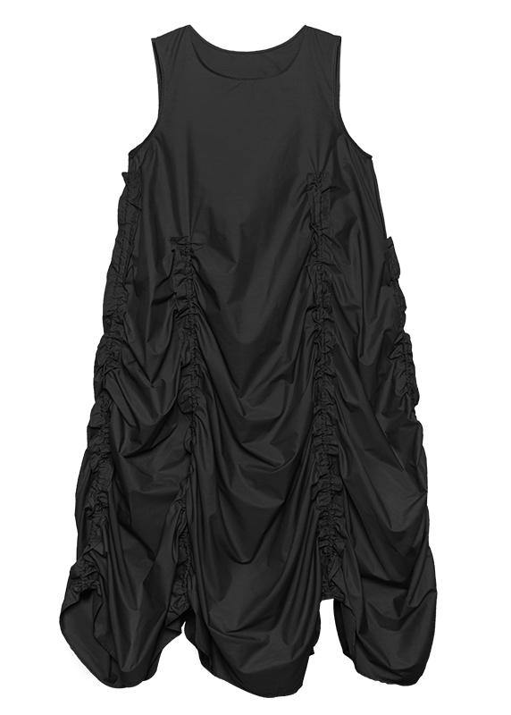Loose green Cinched cotton dresses o neck sleeveless Maxi Dresses - SooLinen