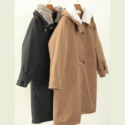 Luxury khaki casual outfit plus size clothing down jacket hooded zippered winter outwear - SooLinen