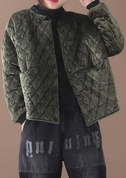 Luxury plus size clothing winter jacket two pockets winter outwear green thick womens coats - SooLinen