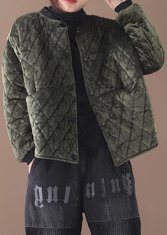 Luxury plus size clothing winter jacket two pockets winter outwear green thick womens coats - SooLinen