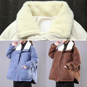 Luxury plus size lapel winter outwear beige pockets zippered women parka - SooLinen