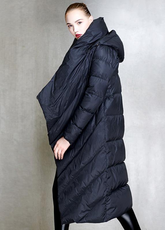 Luxury trendy plus size down jacket hooded coats burgundy dark buckle down jacket woman - SooLinen