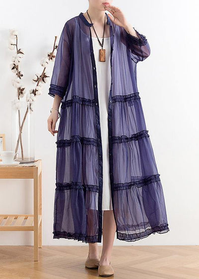 Mid-length sunscreen 2021 new thin Korean blue and purple fairy coat - SooLinen