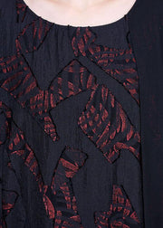 Modern Black Patchwork Asymmetrical Summer Silk Long Dress - SooLinen