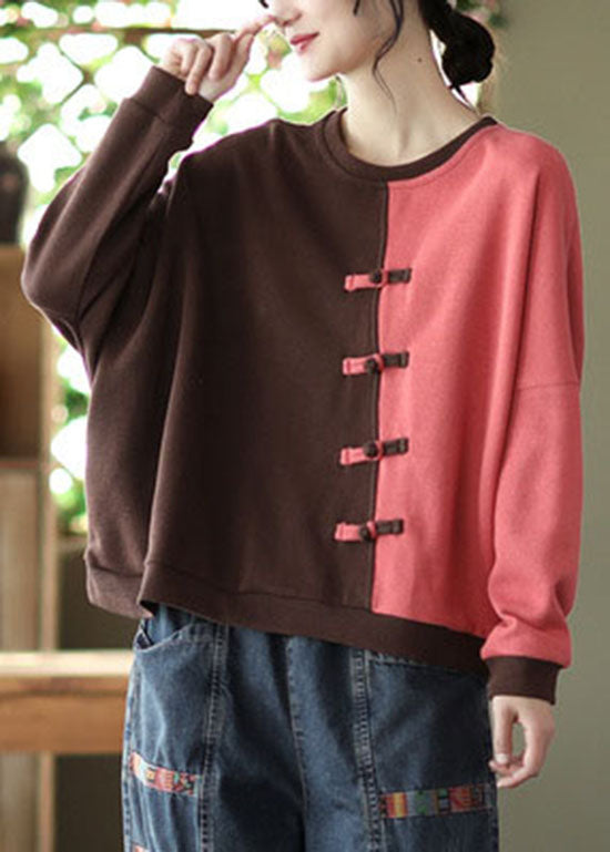 Moderne grüne Patchwork-Baumwoll-Sweatshirts Top Spring