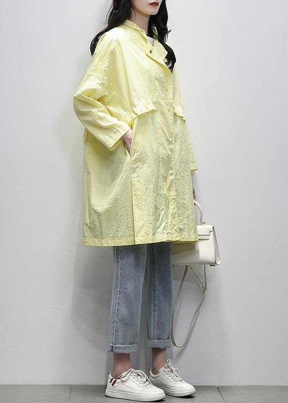 Modern Notched Ruffles Plus Size Coats Women yellow daily outwear - SooLinen