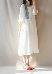 Modern O Neck Patchwork Clothes Photography White Loose Dresses - SooLinen