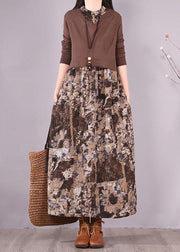 Modern Patchwork Spring Dresses Design Chocolate Print Dresses - SooLinen