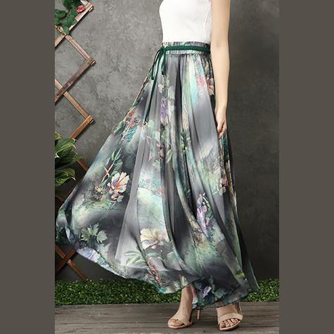 Modern big hem chiffon quilting clothes design black prints A Line Dresses summer - SooLinen