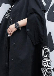 Modern black Plus Size Long coats design cloak fall coat - SooLinen