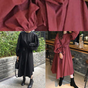 Modern black cotton quilting clothes o neck Batwing Sleeve Kaftan spring Dresses - SooLinen