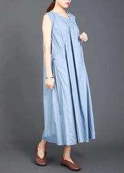 Modern cotton tunic pattern Drops Design Folded Lacing Irregular Splice Solid Color Dress - SooLinen