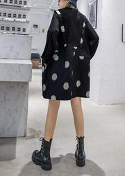 Modern false two pieces Cotton outfit Tutorials black Dress fall - SooLinen