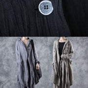 Modern lapel collar linen clothes Fashion Ideas black outwear long sleeve - SooLinen