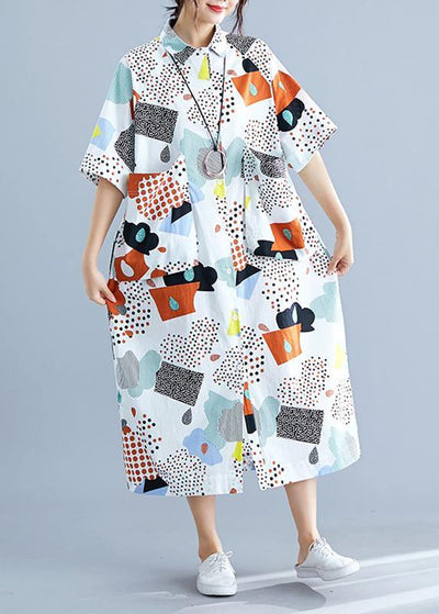 Modern prints cotton clothes big pockets Dresses summer Dress - SooLinen