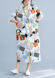 Modern prints cotton clothes big pockets Dresses summer Dress - SooLinen