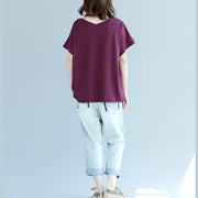 Modern purple red cotton clothes For Women 2025 Inspiration v neck Batwing Sleeve Dresses blouse