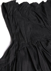 Modern sleeveless Cinched cotton summer dress Fabrics black Maxi Dresses - SooLinen